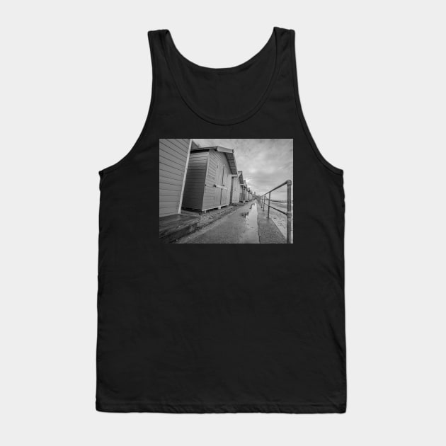 Row of traditional wooden beach huts on the Norfolk coast Tank Top by yackers1